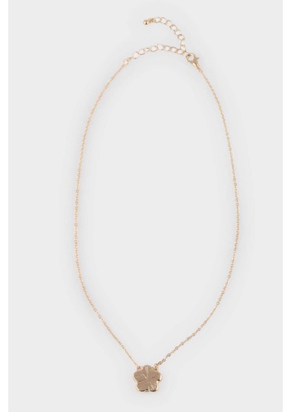 Kadın Siyah Çiçekli Gold Kolye E8308AXNS fırsatları