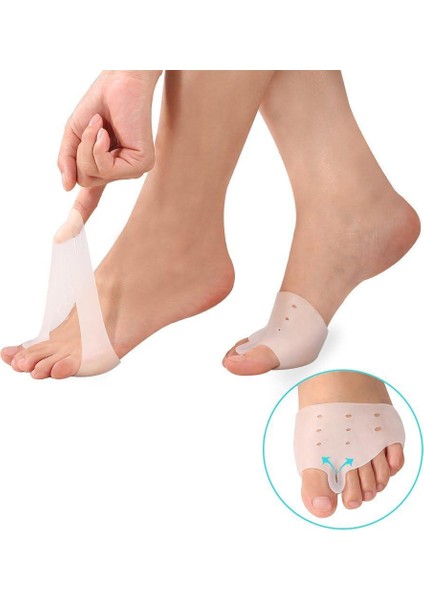 Beyaz Ayak 5 Parmak Parmağı Ayıran Silikon Makaralı Bunyon Makaralı Parmak Ayırıcı Nasır Koruyucu