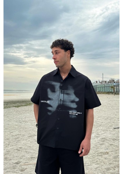 Ghost Baskılı Kısa Kol Oversize Gömlek
