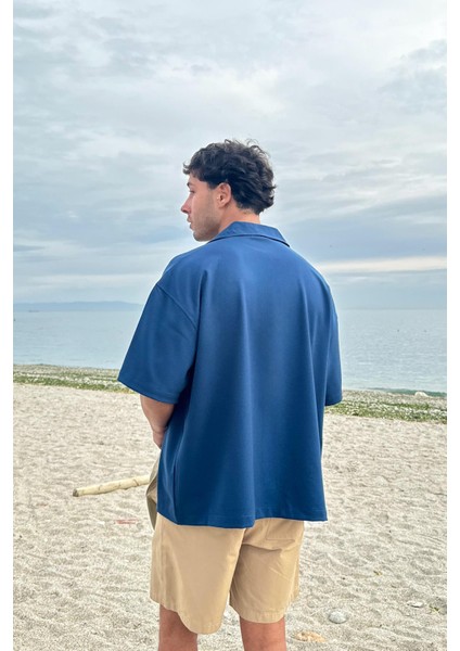 Gabardin Kumaş Oversize Kısa Kol Gömlek