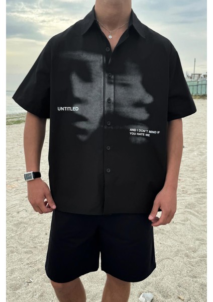 Ghost Baskılı Kısa Kol Oversize Gömlek