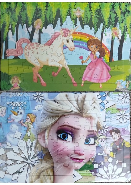 2 Adet Puzzle Yap Boz (33CM*23CM*40PARÇA) (Elsa / Unicorn Figürlü)