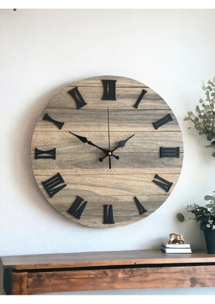 Ahşap Roma Rakamlı Minimalist Duvar Saati Sade Bohem Duvar Saati modelleri