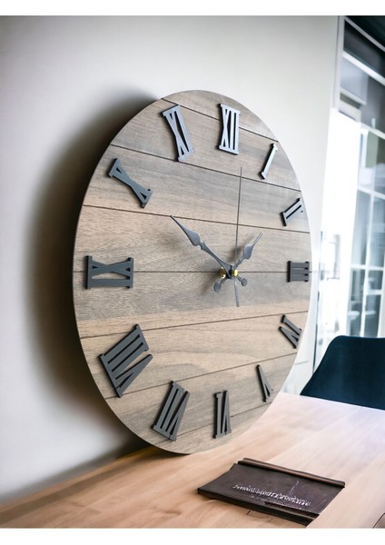 Ahşap Roma Rakamlı Minimalist Duvar Saati Sade Bohem Duvar Saati indirimleri