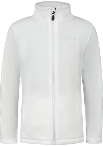 Crystal Çocuk Tam Fermuarlı Ince Polar Sweatshirt Beyaz