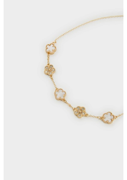 Kadın Beyaz Çiçekli Gold Kolye E8307AXNS fiyatları