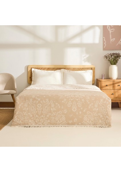 Grasy Çift Kişilik Jakar Müslin Pike Bej