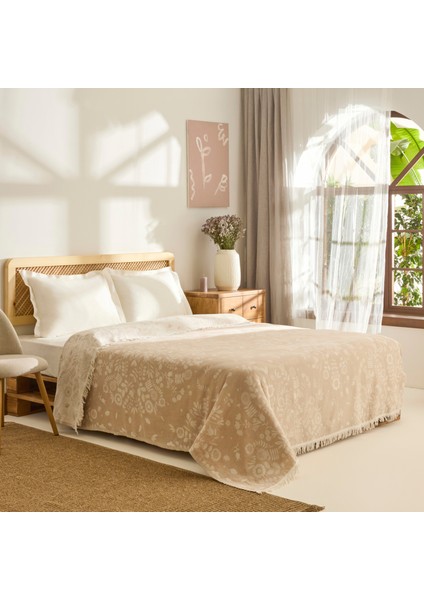 Grasy Çift Kişilik Jakar Müslin Pike Bej fiyatları