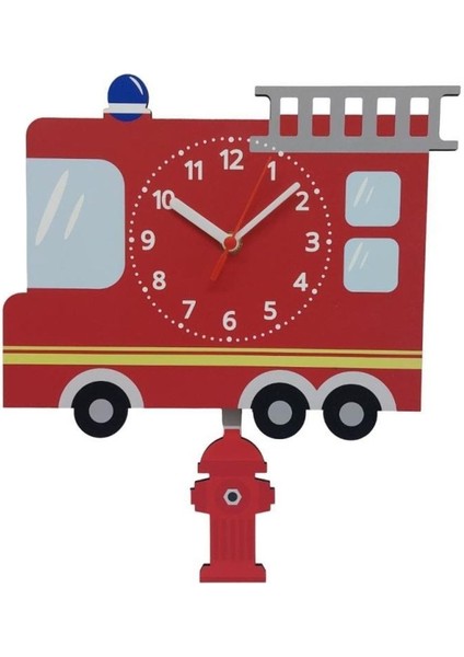 Ahşap Sallanan Sarkaçlı Itfaiye Arabası Çocuk Duvar Saati fırsatları