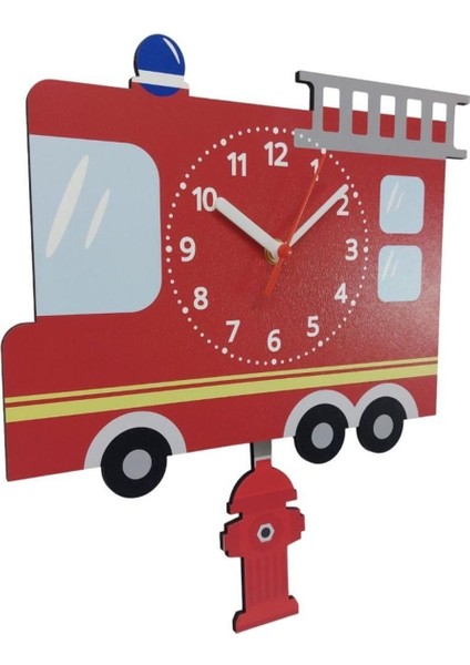 Ahşap Sallanan Sarkaçlı Itfaiye Arabası Çocuk Duvar Saati indirimleri