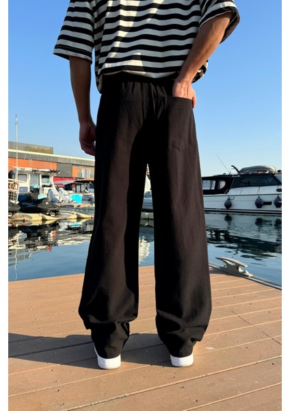 Bel Lastikli Rahat Keten Pantolon