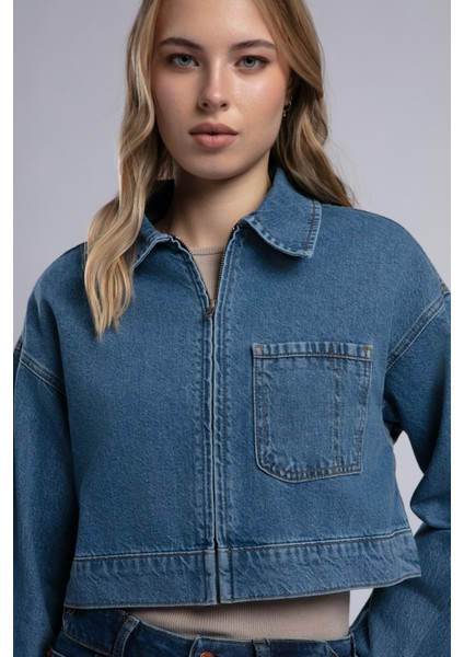 Crop Kadın Jean Ceket Denim modelleri