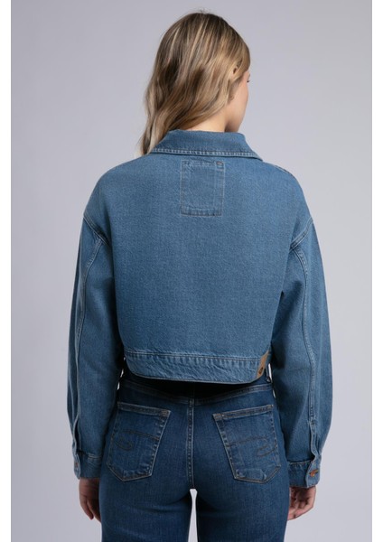 Crop Kadın Jean Ceket Denim fırsatları