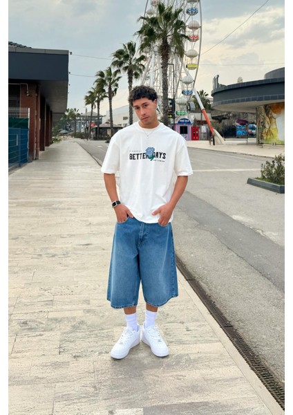 Better Days Baskılı Ekru Oversize Tişört