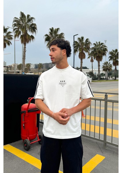 Members Only Baskılı Ekru Tişört