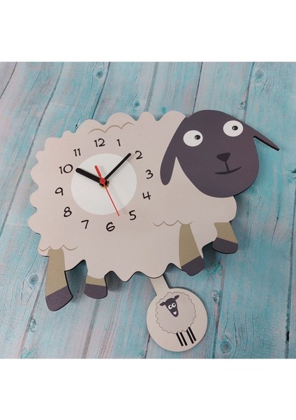 Sallanan Ahşap Sarkaçlı Sevimli Kuzu Çocuk Duvar Saati indirimleri