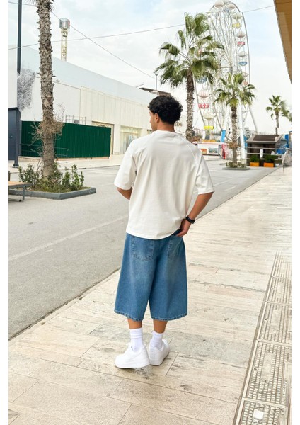 Greathland Nakışlı Ekru Oversize Tişört