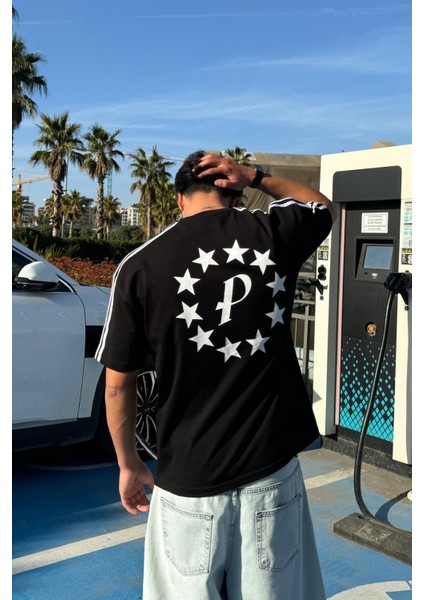 Members Only Baskılı Siyah Tişört