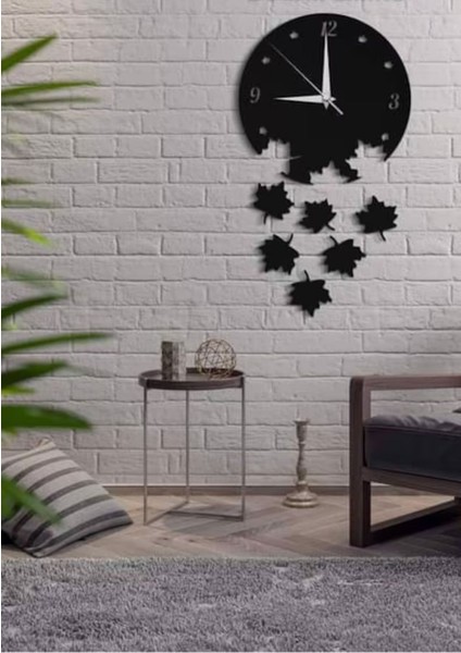 Ahşap Dekoratif Yaprak Dökümü Duvar Saati 40 x 70