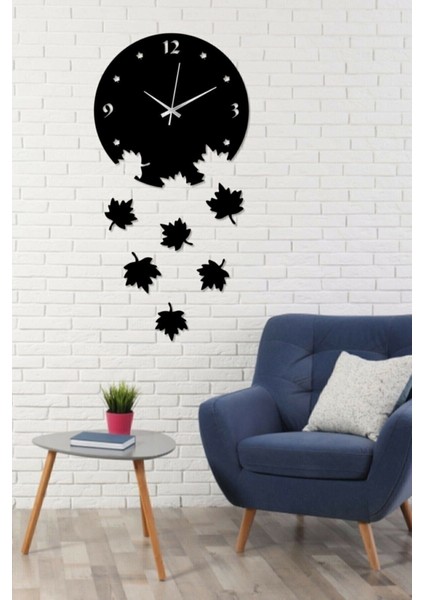 Ahşap Dekoratif Yaprak Dökümü Duvar Saati 40 x 70