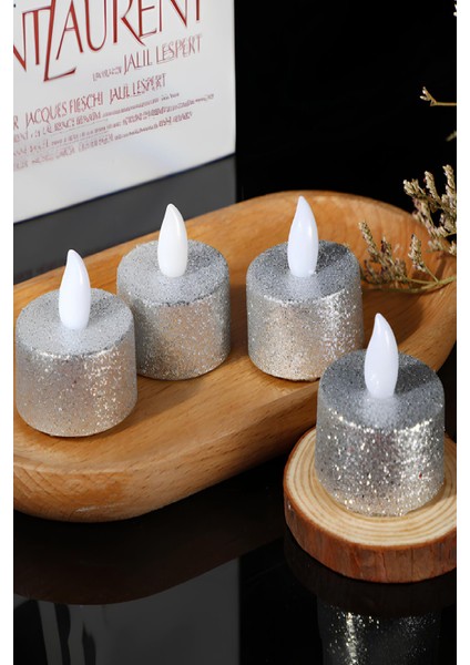 Dekoratif 4 Adet LED Tealight Mum Alev Efektli LED Işıklı Mum Dekor Alevsiz Mum