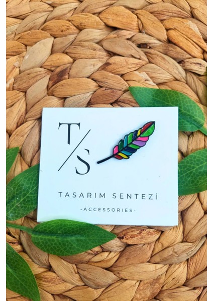 Rozet Metal Broş Yaka Okul Çantası Kıyafet Şapka Takı Aksesuar Tüy Yaprak Ayraç Mavi Rosette