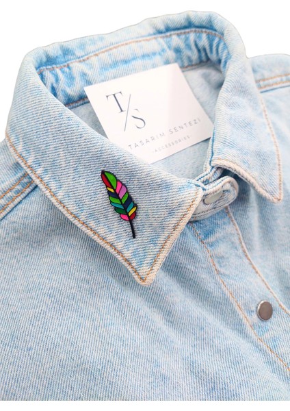 Rozet Metal Broş Yaka Okul Çantası Kıyafet Şapka Takı Aksesuar Tüy Yaprak Ayraç Mavi Rosette fiyatları