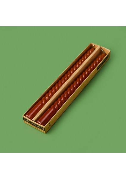 2'li Burgulu Parlak Şamdan Mumu - Karamel - 25 cm fırsatları