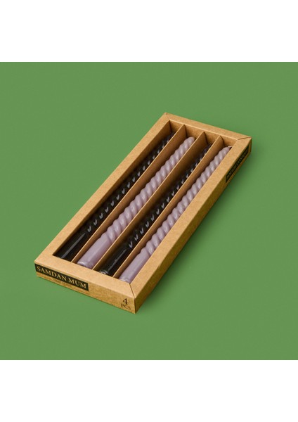 4'lü Burgulu Parlak Şamdan Mumu - Gri / Siyah - 25 cm fırsatları
