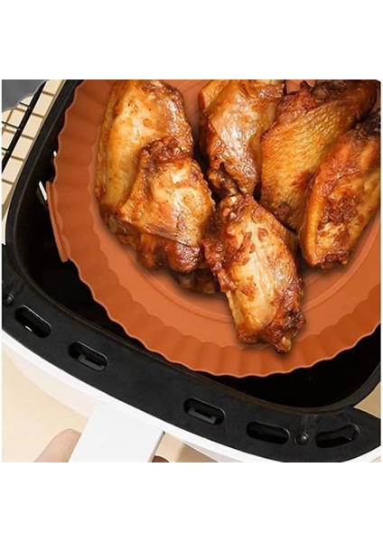 Renkli Isıya Dayanıklı Yıkanılabilir Silikon Fırın ve Airfryer Yuvarlak Pişirme Matı 20 cm (4887)