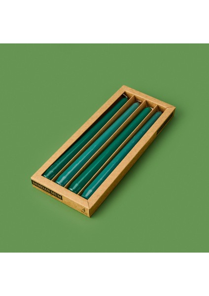 4'lü Düz Şamdan Mumu - Yeşil - 25 cm fırsatları