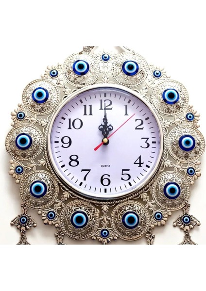 Nazar Boncuklu Gümüş Kaplama Solmaz Kararmaz Duvar Saati Hediyelik fiyatları