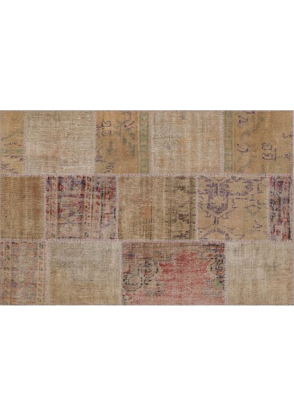 Modern El Dokuma Patchwork Halı Vintage Detaylı ÖLÇÜ;120 x 180
