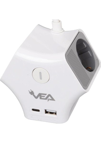 3lü Usb+ Type-C Girişli Anahtarlı 1.5 Metre Grup Priz VE-G903YC (4887)