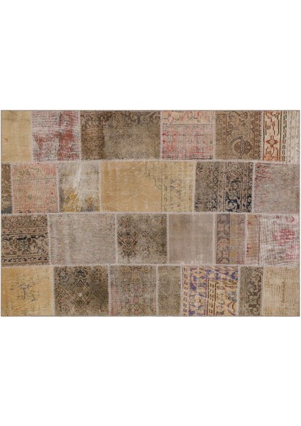 Modern El Dokuma Patchwork Halı Vintage Detaylı ÖLÇÜ;160 x 230