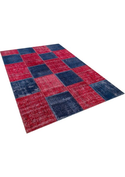 Modern El Dokuma Patchwork Halı Kırmızı ÖLÇÜ;183 x 275