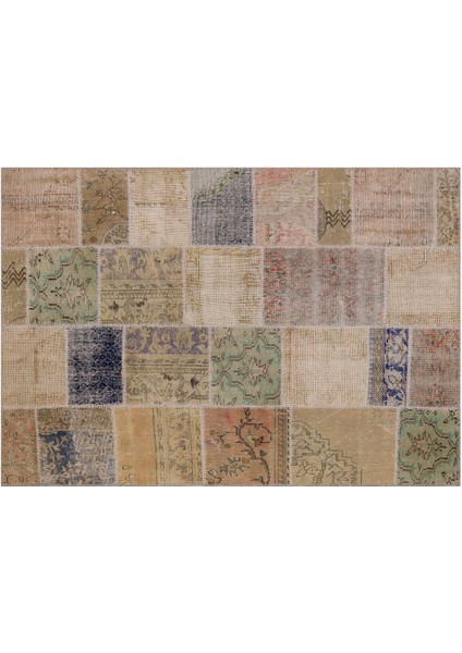 Modern El Dokuma Patchwork Halı Vintage Detaylı ÖLÇÜ;160 x 230
