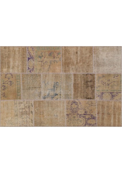 Modern El Dokuma Patchwork Halı Vintage Detaylı ÖLÇÜ;120 x 180