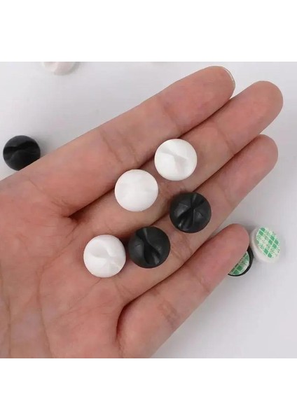 20 Adet Yapışkanlı Kablo Tutucu Sabitleme Düzenleyici Klips Siyah Beyaz Renk