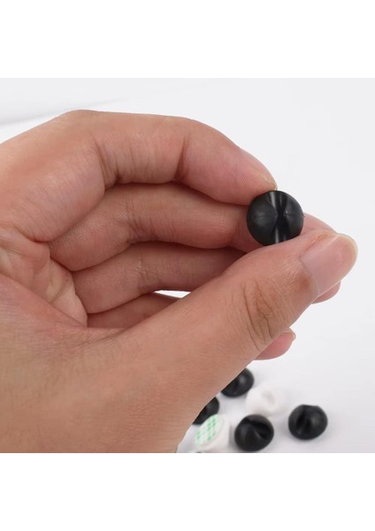 20 Adet Yapışkanlı Kablo Tutucu Sabitleme Düzenleyici Klips Siyah Beyaz Renk