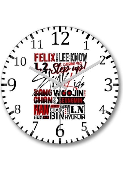 Stray Kids Font Collage Duvar Saati Bombeli Gercek Cam