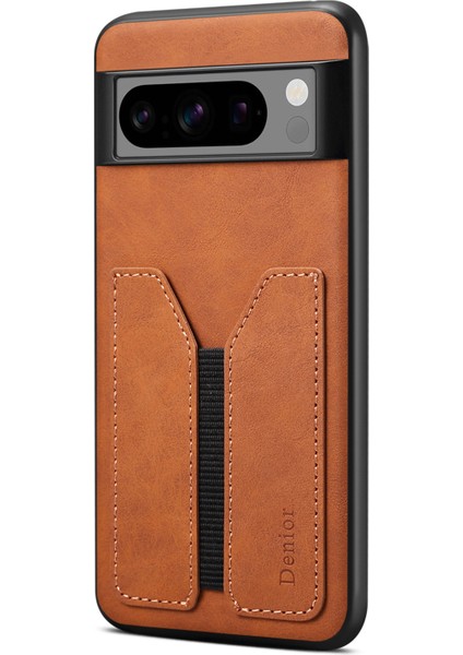 Google Pixel 8 Pro Elastik Kart Tutuculu Pu Deri Telefon Arka Kapağı (Yurt Dışından)