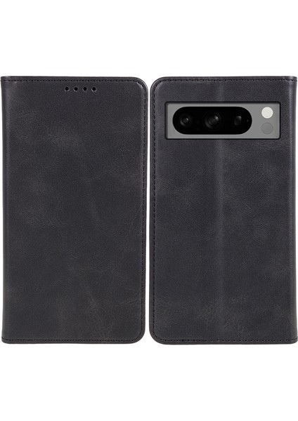 Google Pixel 8 Pro Kabuk Manyetik Buzağı Dokusu Telefon Cüzdan Kapağı Pu Deri Kılıf (Yurt Dışından)