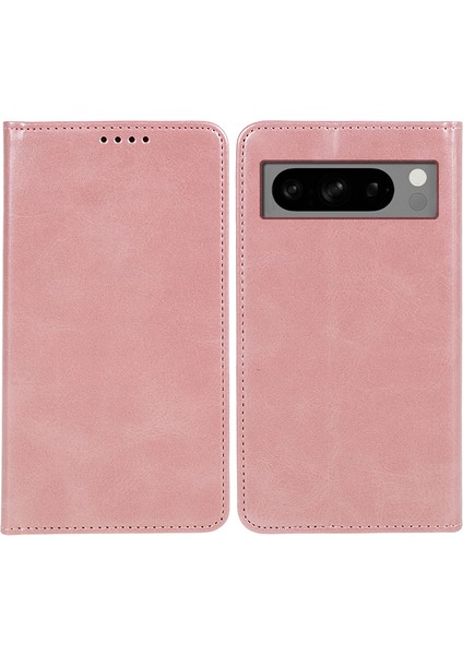 Google Pixel 8 Pro Kabuk Manyetik Buzağı Dokusu Telefon Cüzdan Kapağı Pu Deri Kılıf (Yurt Dışından)