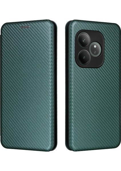 Realme Gt 6t 5g / Gt 6 5g Kart Yuvası Karbon Fiber Doku Deri Telefon Kapağı (Yurt Dışından)