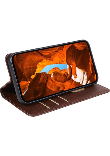 Google Pixel 8 Pro Kabuk Manyetik Buzağı Dokusu Telefon Cüzdan Kapağı Pu Deri Kılıf (Yurt Dışından)