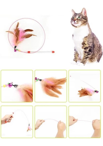 Kedi Oyun Oltası 90 cm Renkli Tüylü Kedi Oyuncağı fiyatları