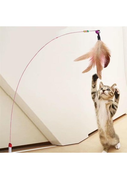 2 Adet Kedi Oyun Oltası 90 cm Renkli Tüylü Kedi Oyuncağı fırsatları
