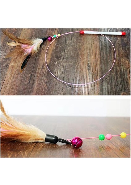 2 Adet Kedi Oyun Oltası 90 cm Renkli Tüylü Kedi Oyuncağı indirimleri