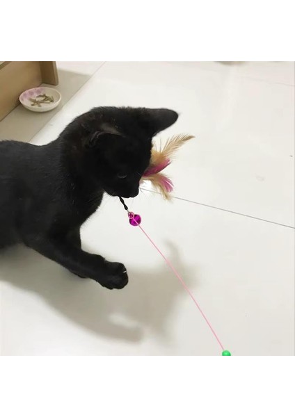 2 Adet Kedi Oyun Oltası 90 cm Renkli Tüylü Kedi Oyuncağı